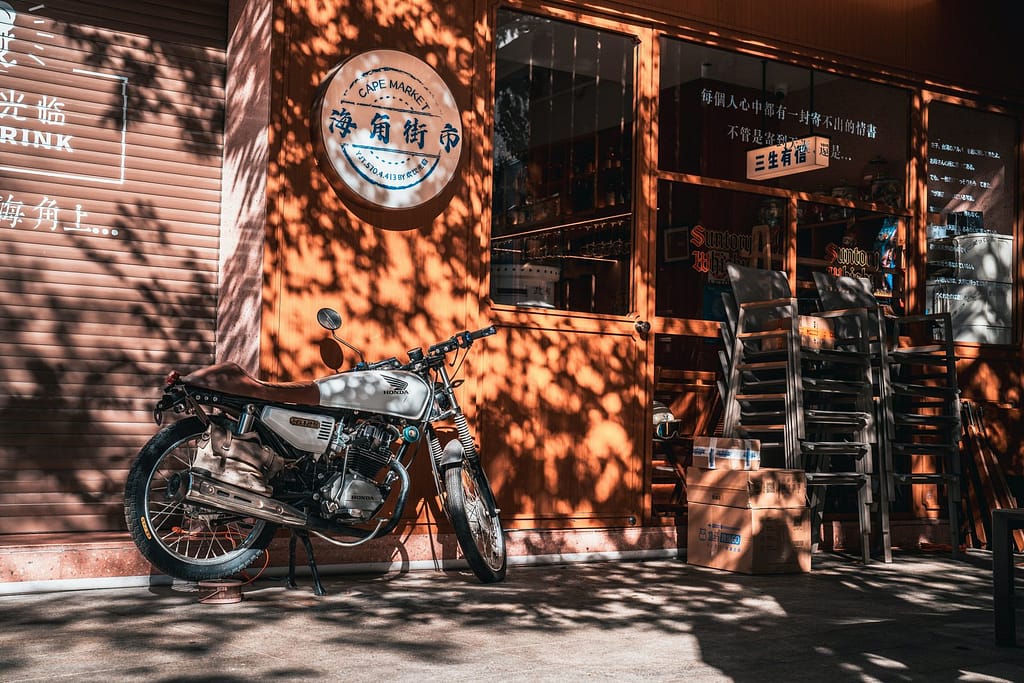 Classic Cafe Racer Bike Parked on a City Street