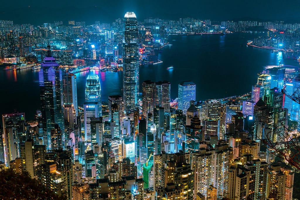 Hong Kong Skyline Over Victoria Harbour at Night