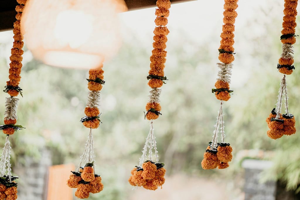 Orange Marigold Flowers in Festival Garland