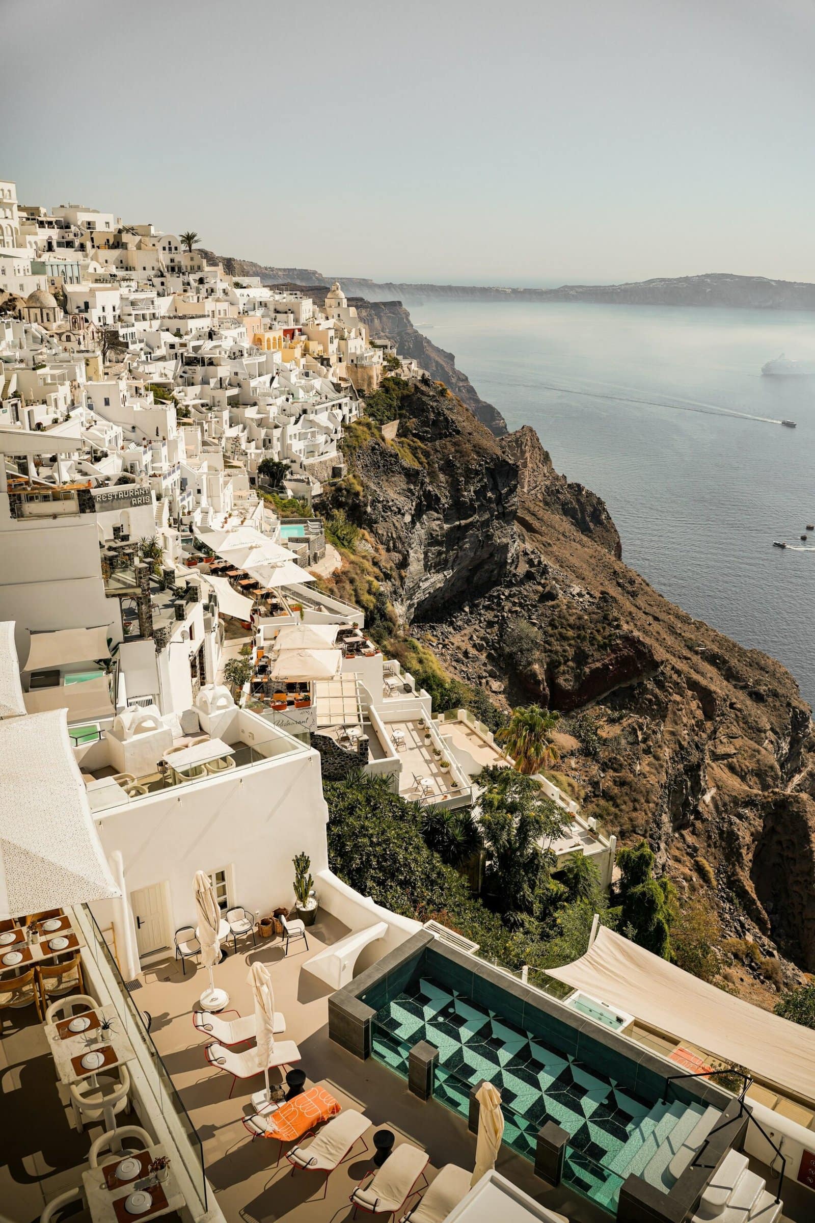 Santorini White Houses Overlooking the Blue Aegean Sea
