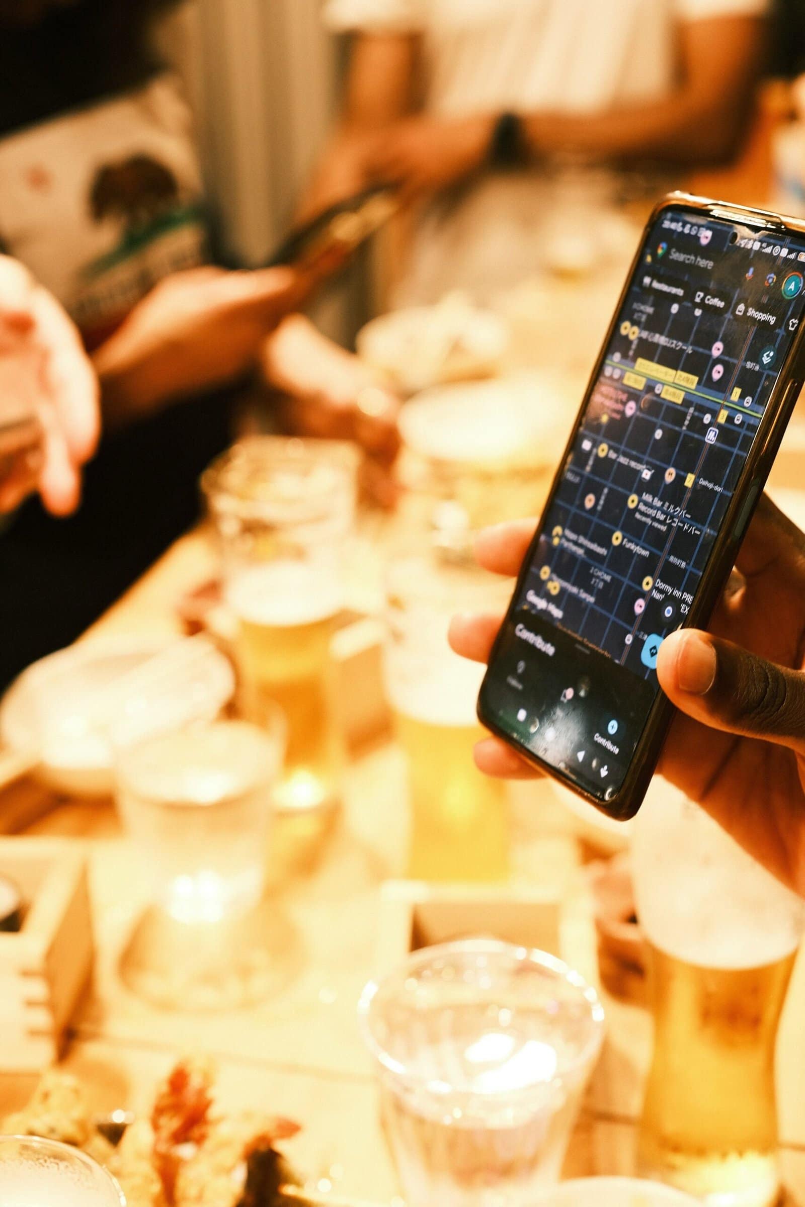 Smartphone Screen Showing a Futuristic City Map