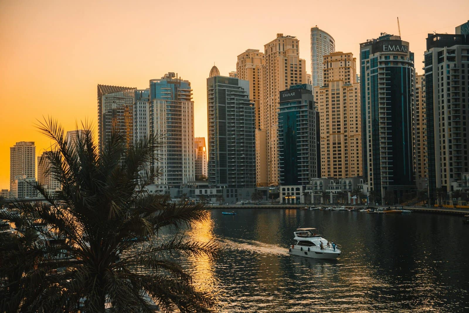 Dubai Marina Towers Reflecting at Dusk