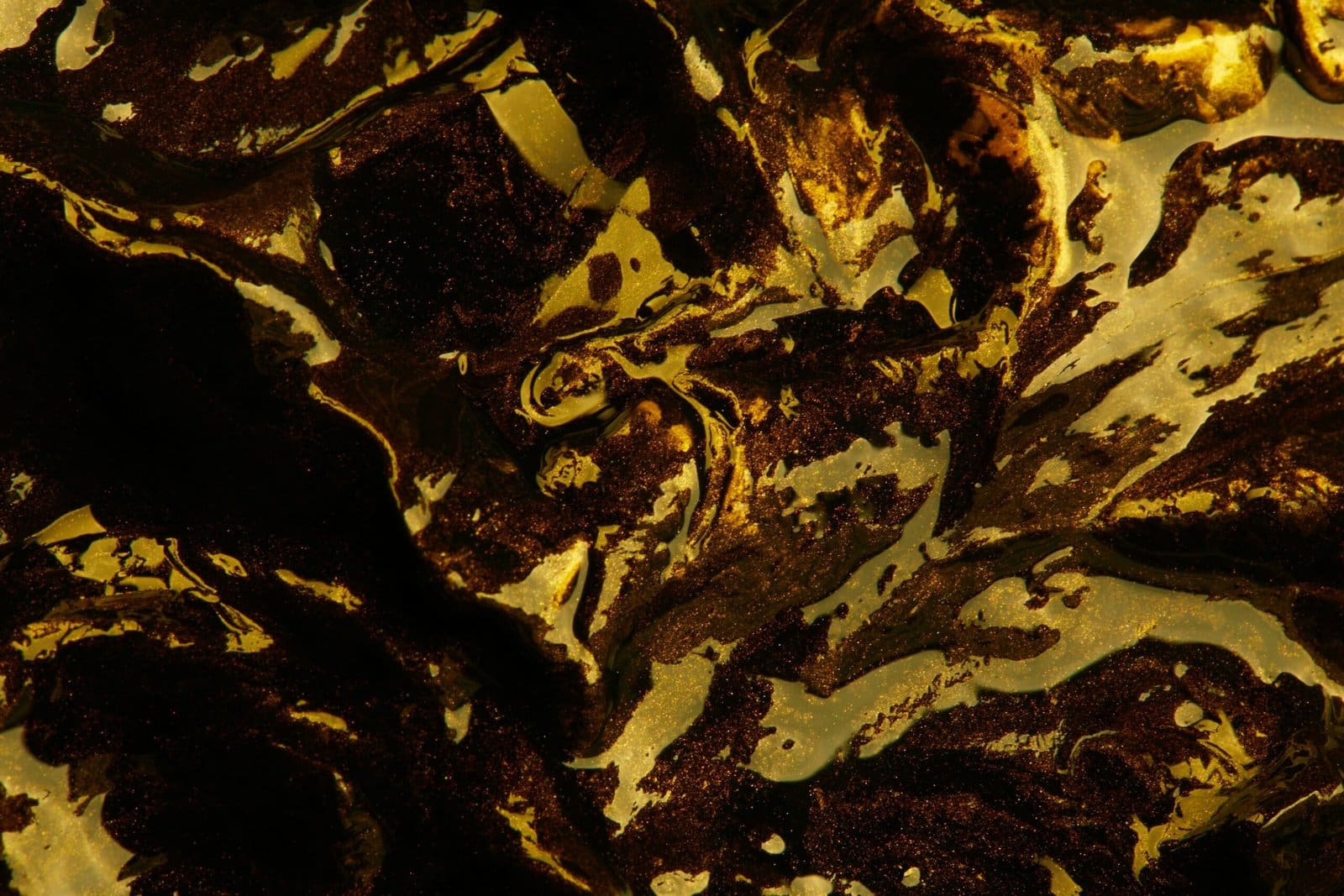 Golden Liquid Metal Swirls on Black Background