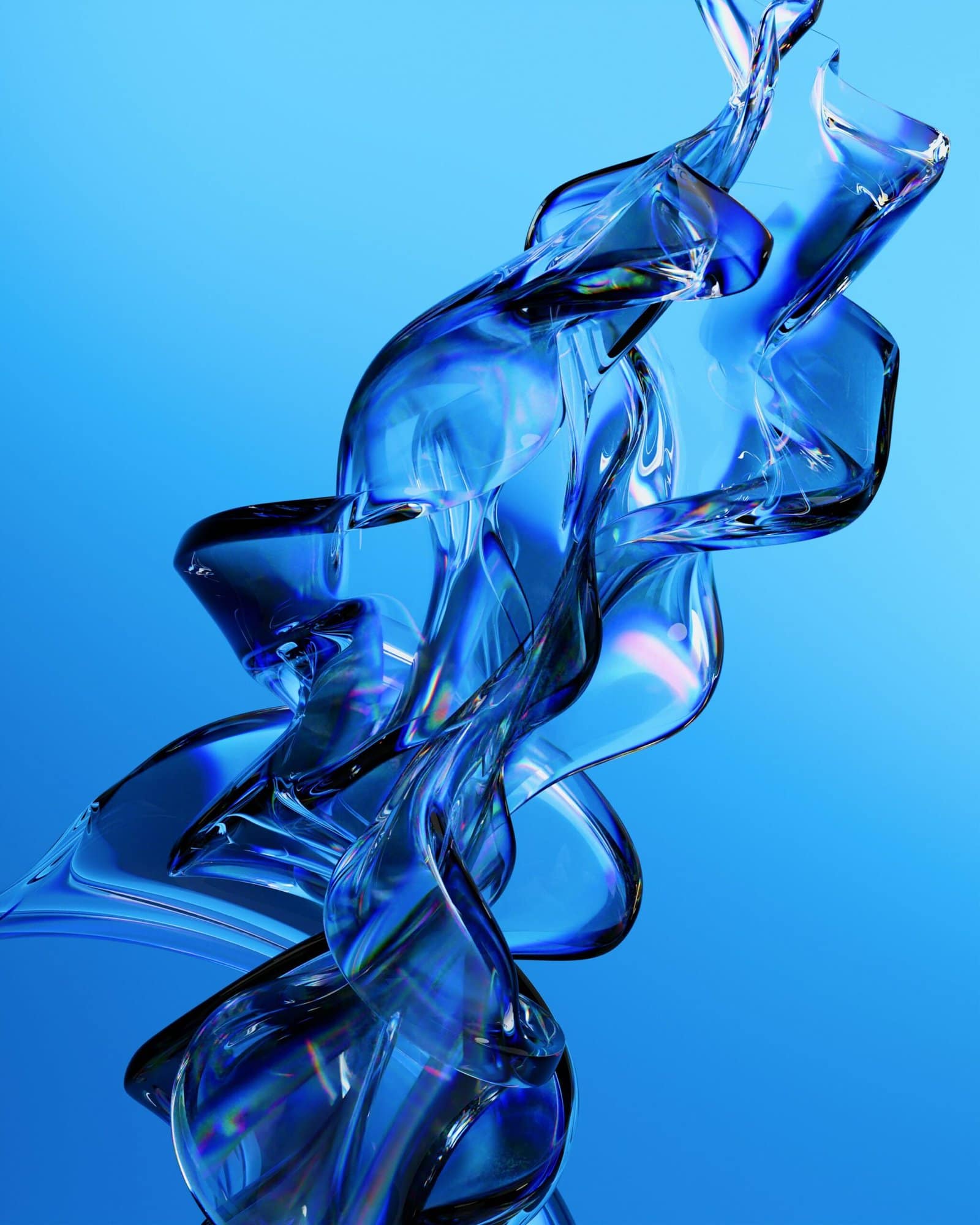 Abstract 3D Render of Flowing Glass Ribbons