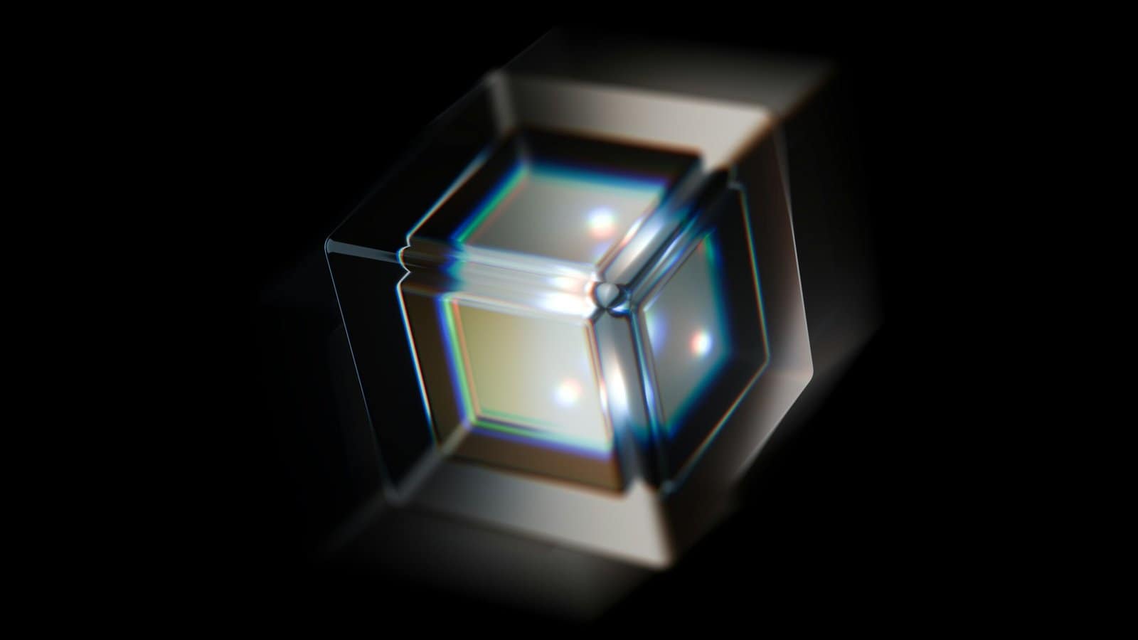 Glowing 3D Cube Floating in Dark Space
