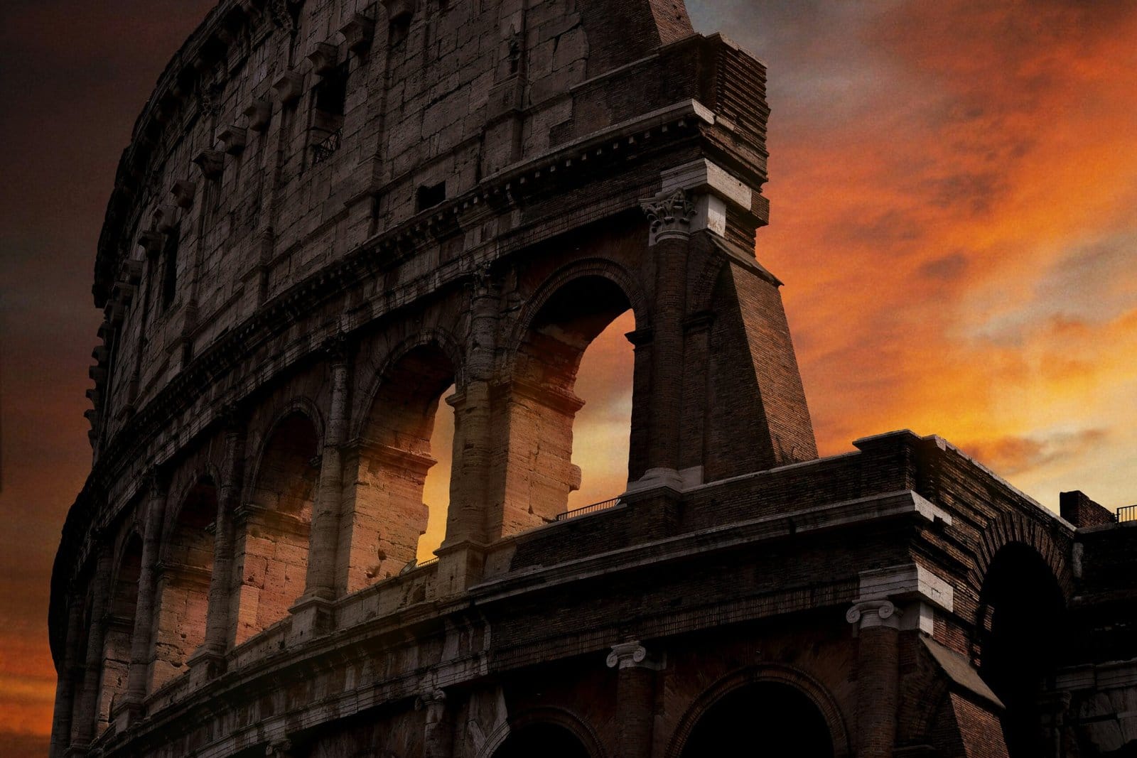 Rome Colosseum Bathed in Golden Sunset Light