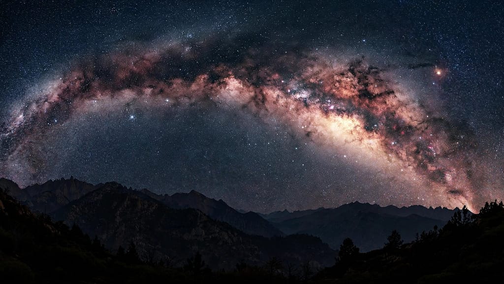Milky Way Galaxy Over Mountain Silhouette at Night