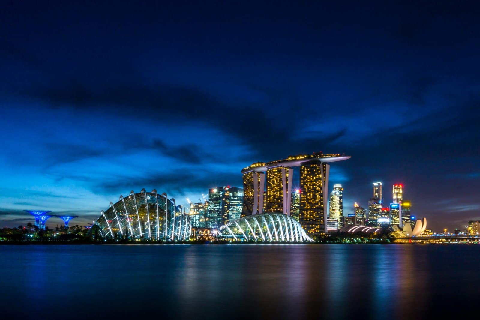 Singapore Marina Bay Sands Glowing at Night