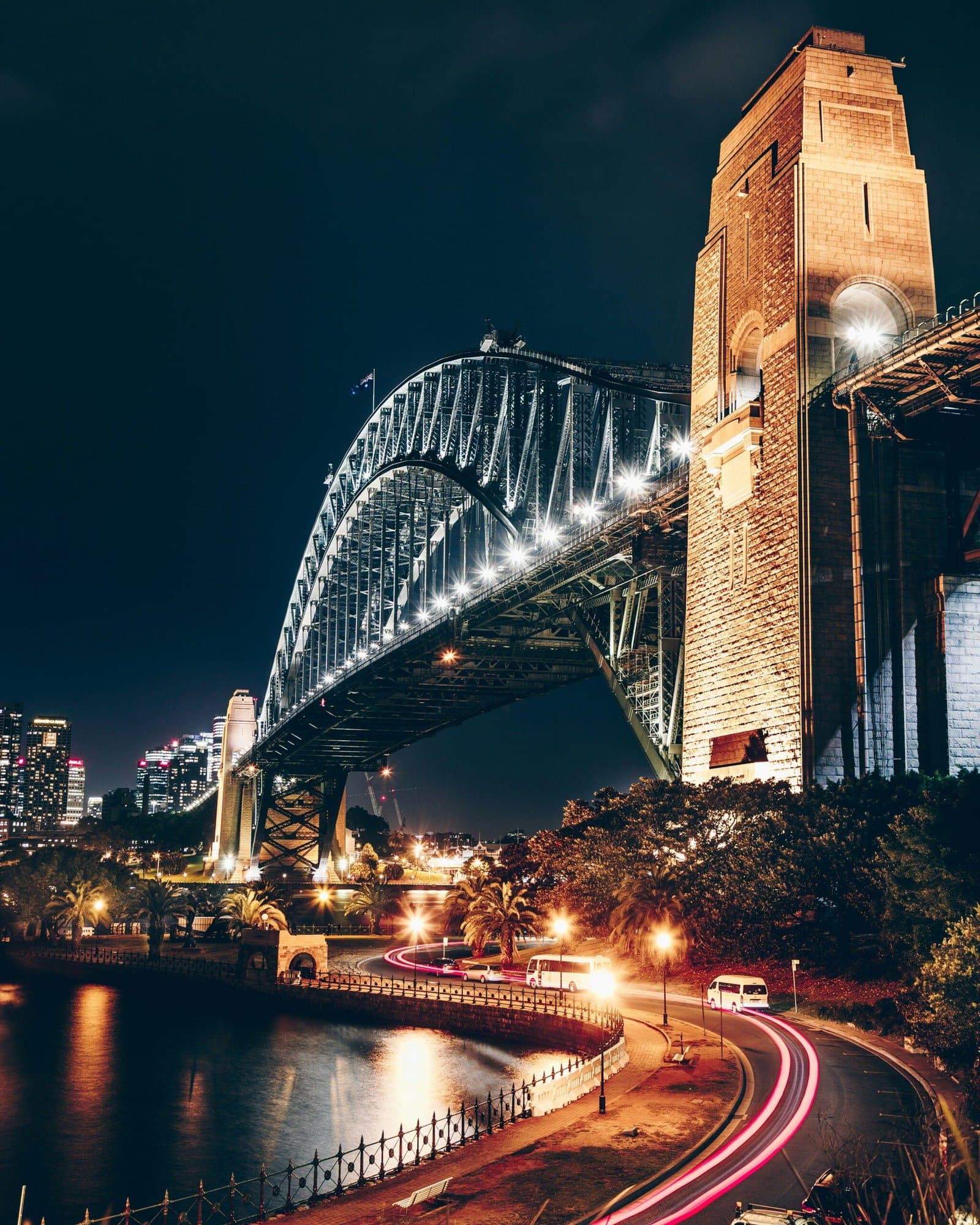 Sydney Harbour Bridge Sparkling Over Night Waters