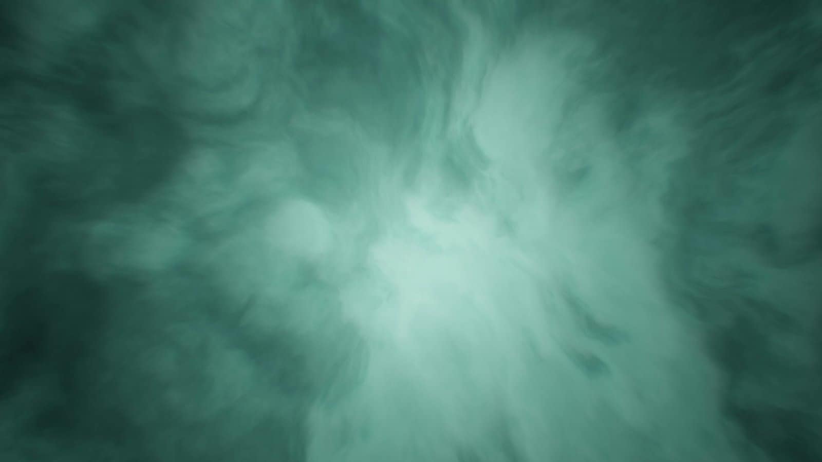Teal Smoke Ribbons Curling on Black Background