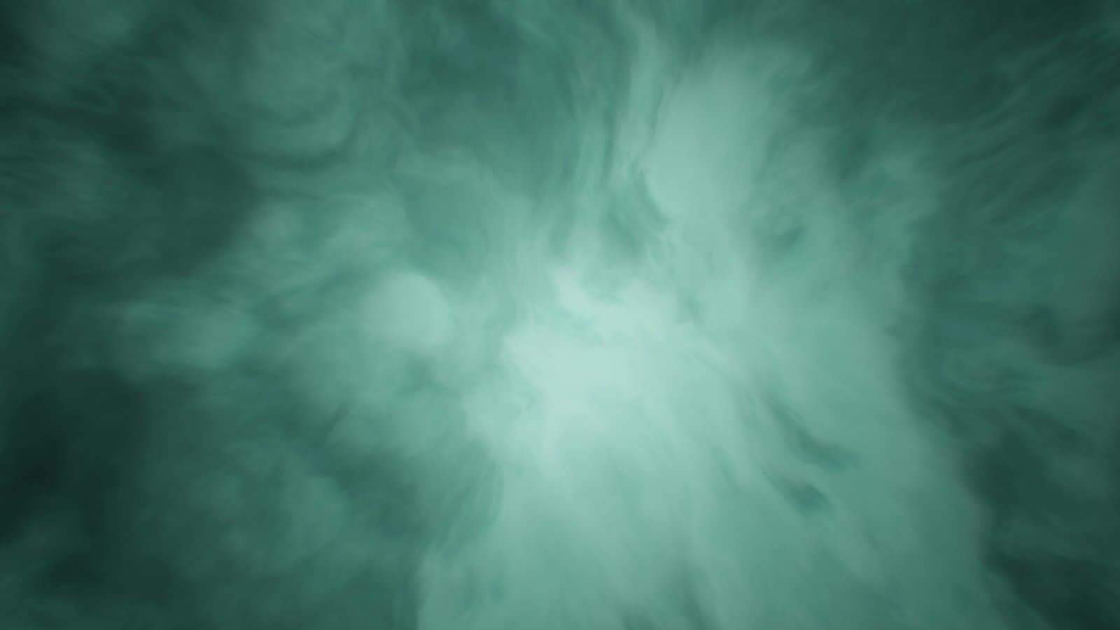 Teal Smoke Ribbons Curling on Black Background