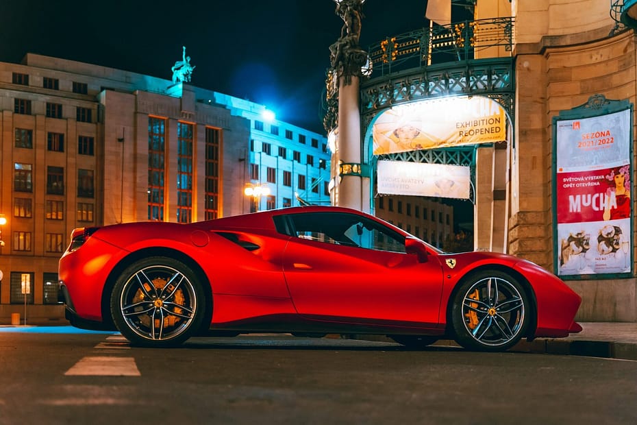 Luxury Supercar Parked in City Lights at Night