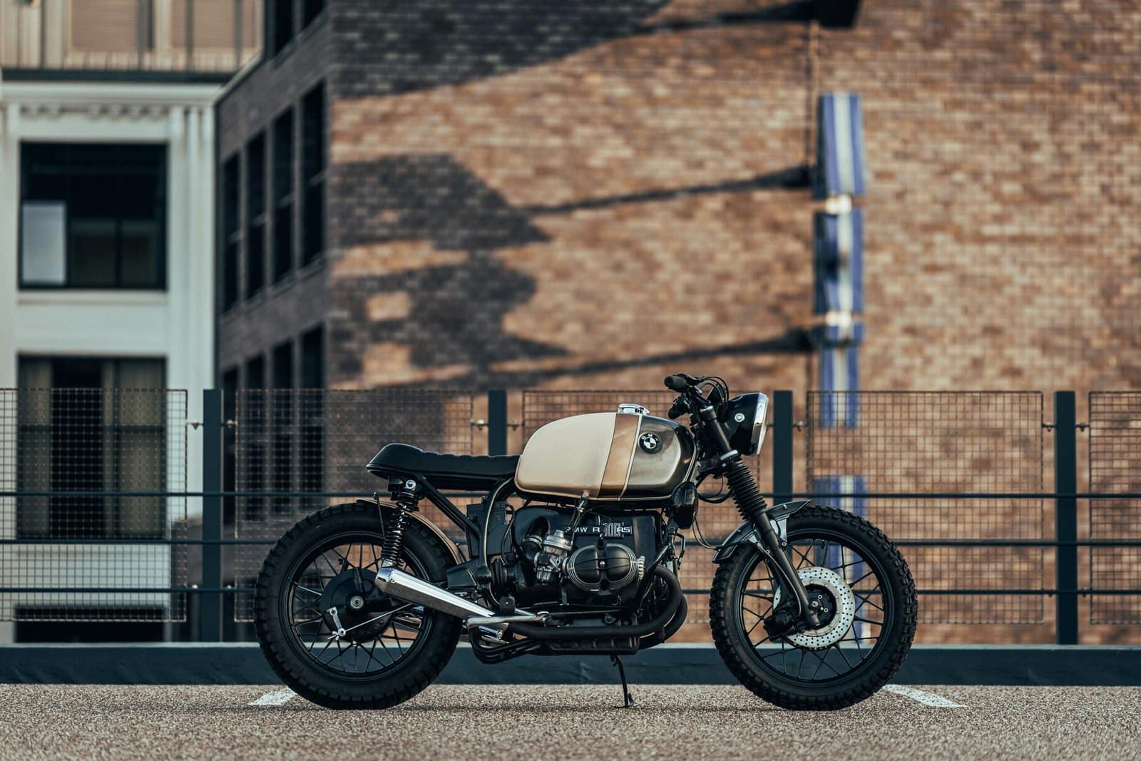 Vintage Cafe Racer on a Quiet Country Lane at Dawn