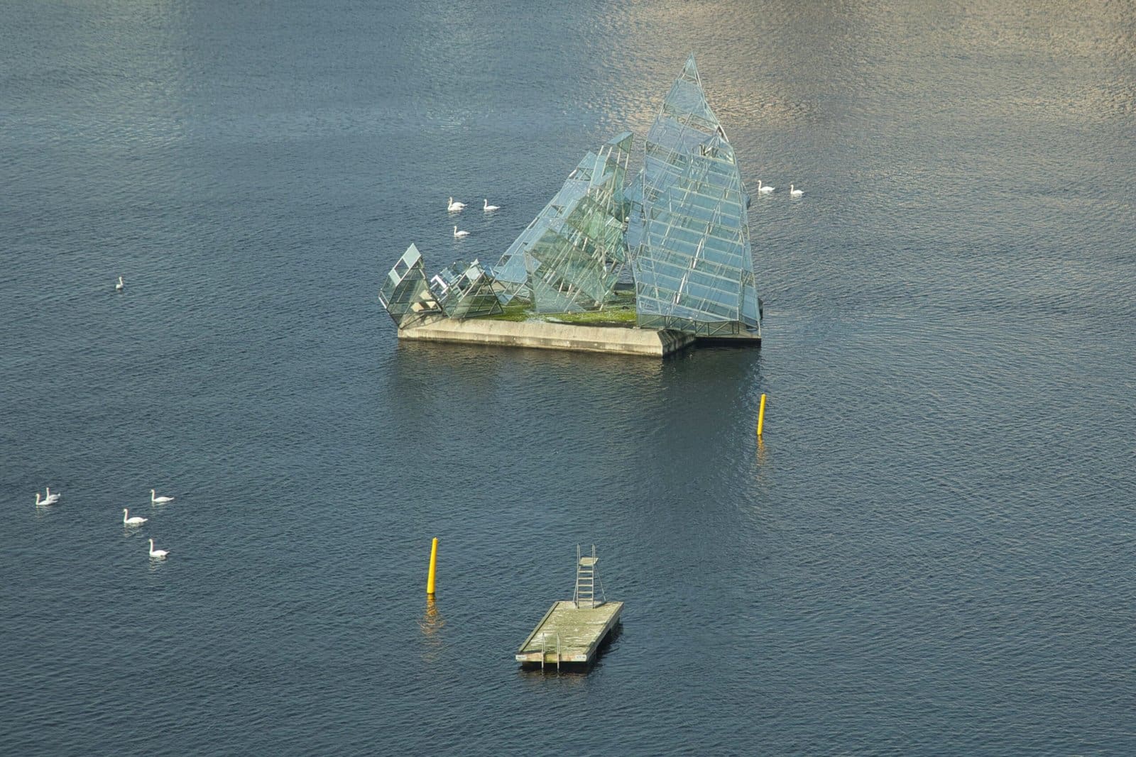 Futuristic Floating City Above Ocean At Dawn
