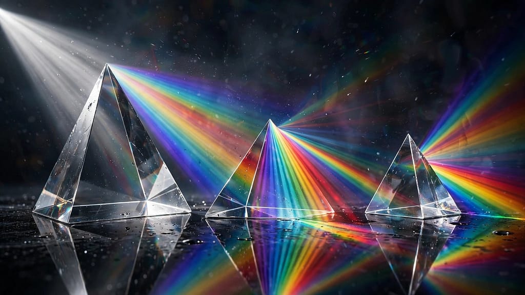 Geometric Prism Light Refractions in Vivid Color