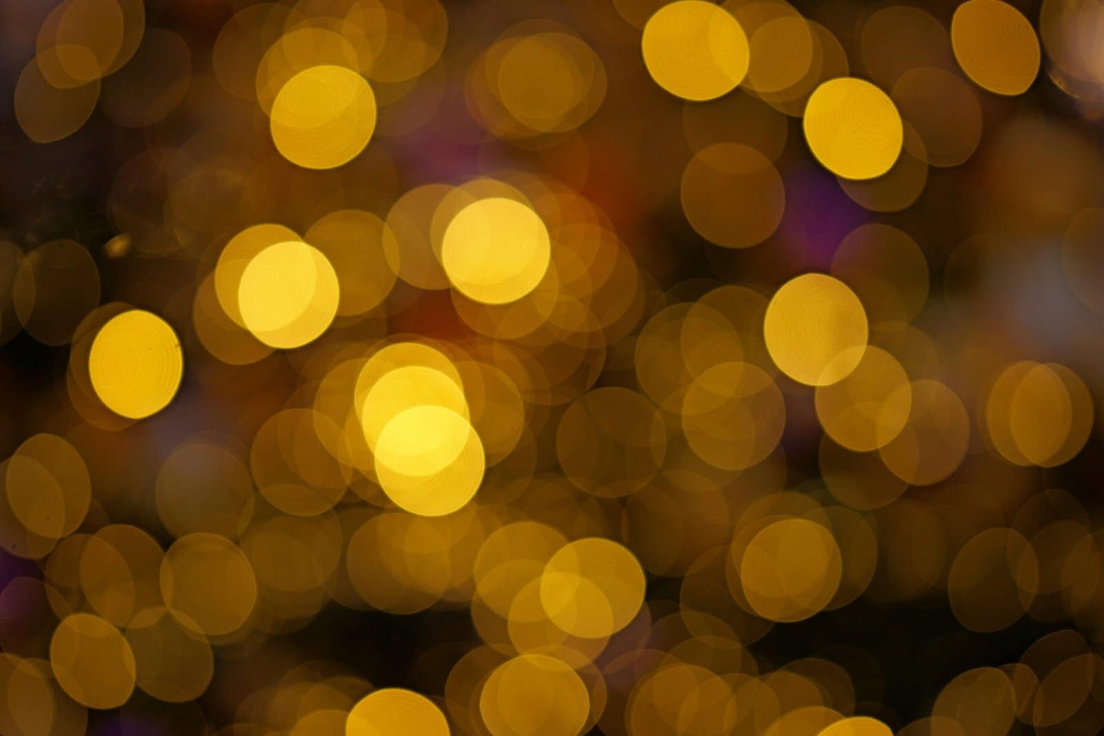 Golden Bokeh Lights Glowing in the Deep Night