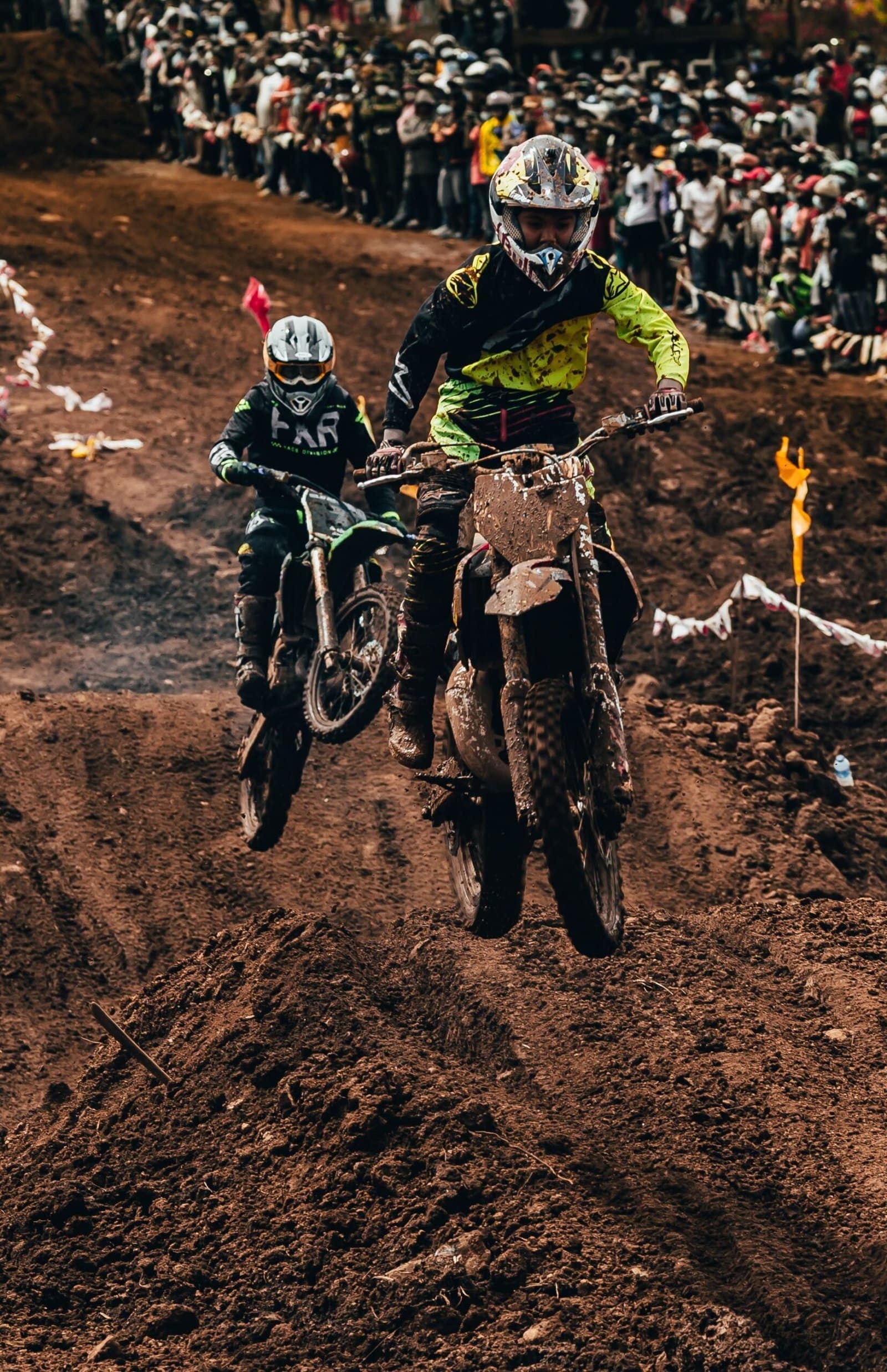Dirt Bike Jumping Over Mud Track