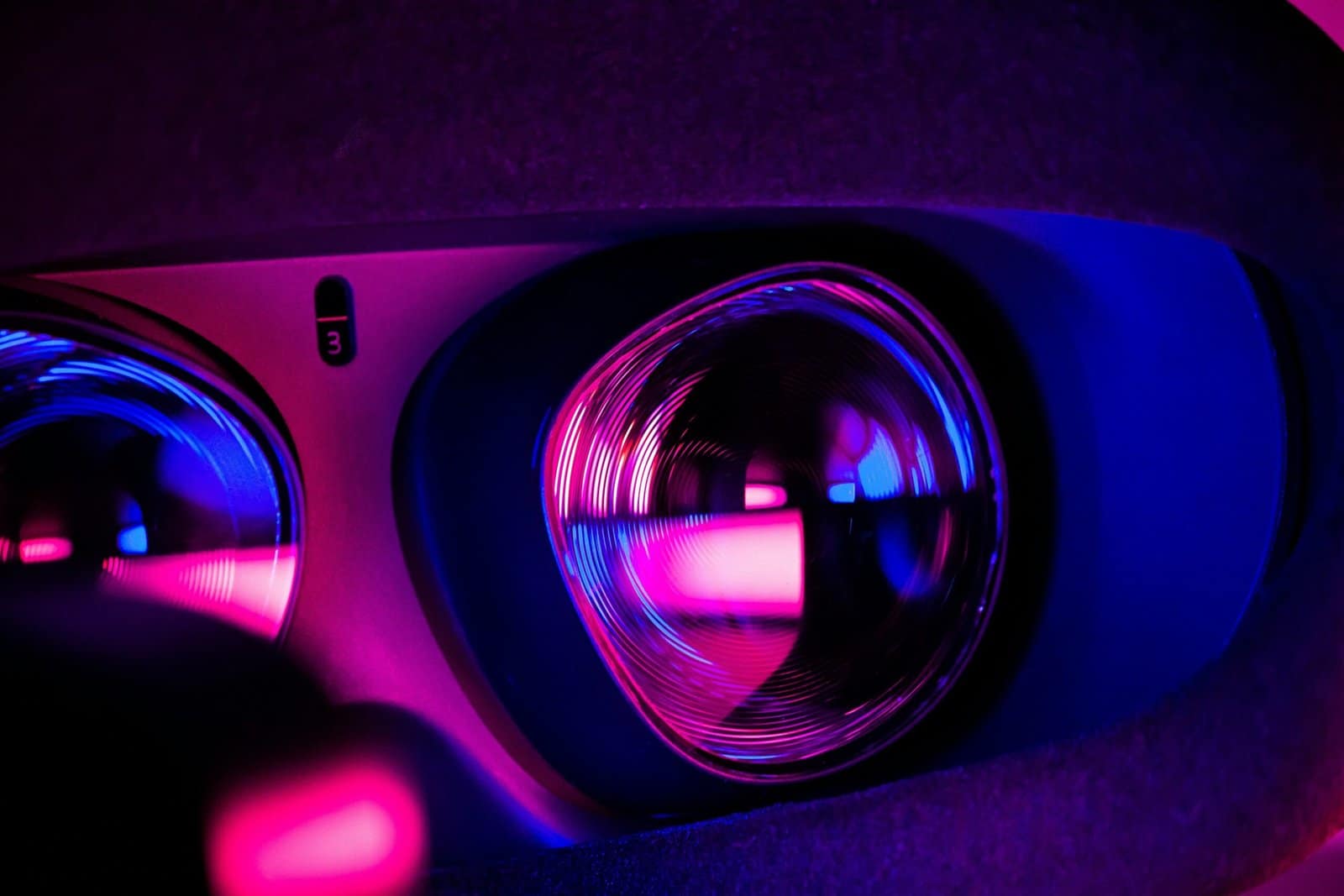 Virtual Reality Headset on Neon Background