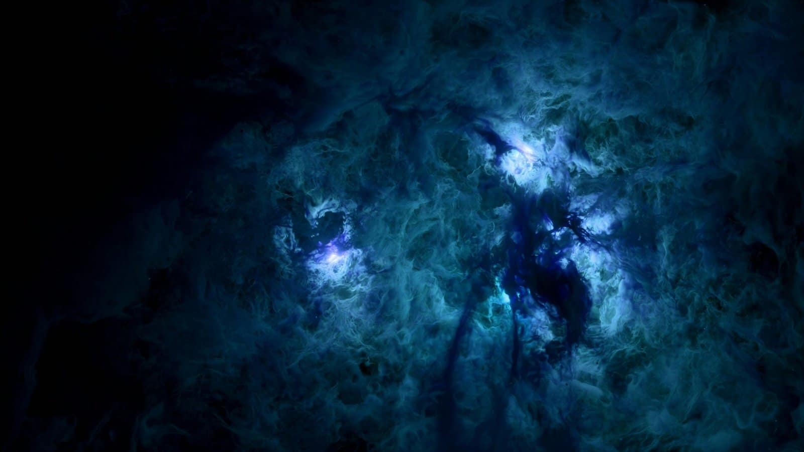 Blue Nebula Clouds Glowing in Deep Space