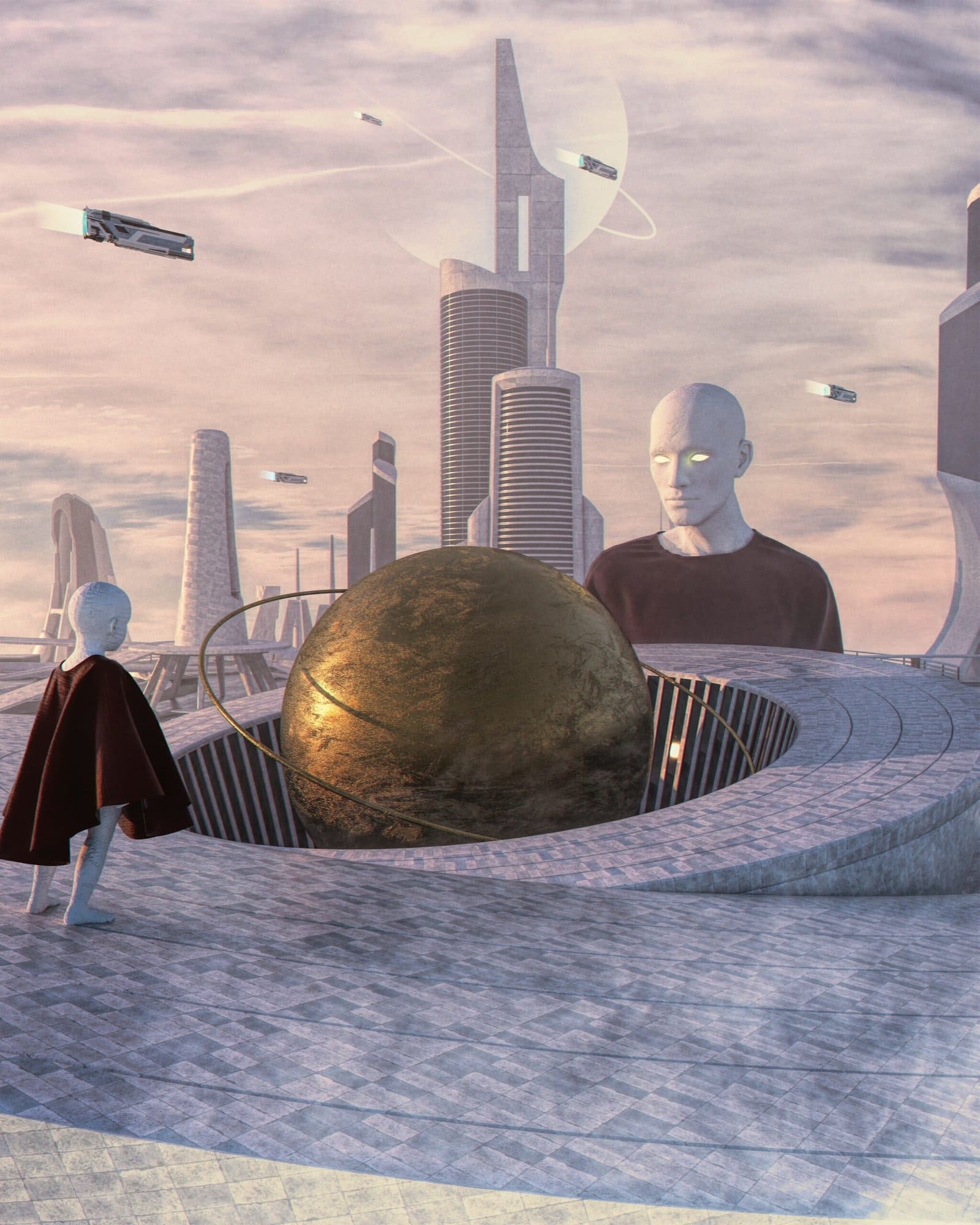 Futuristic City on Mars with Glass Domes