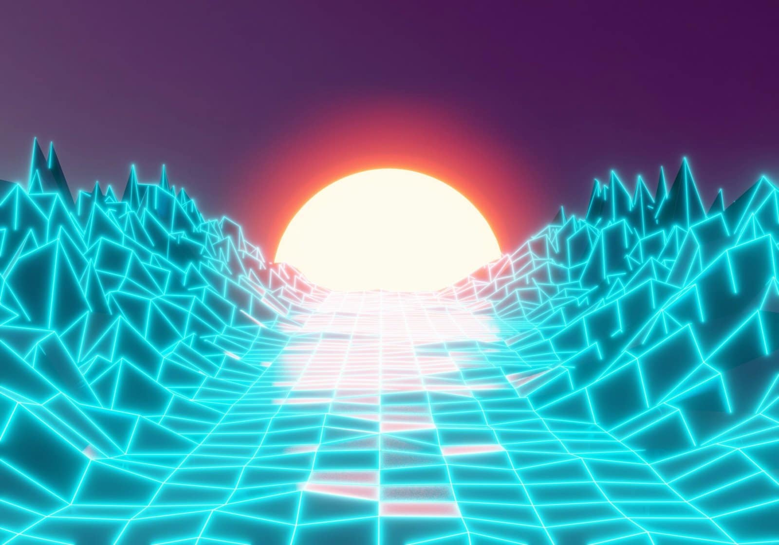 Retro Synthwave Sunset at Night