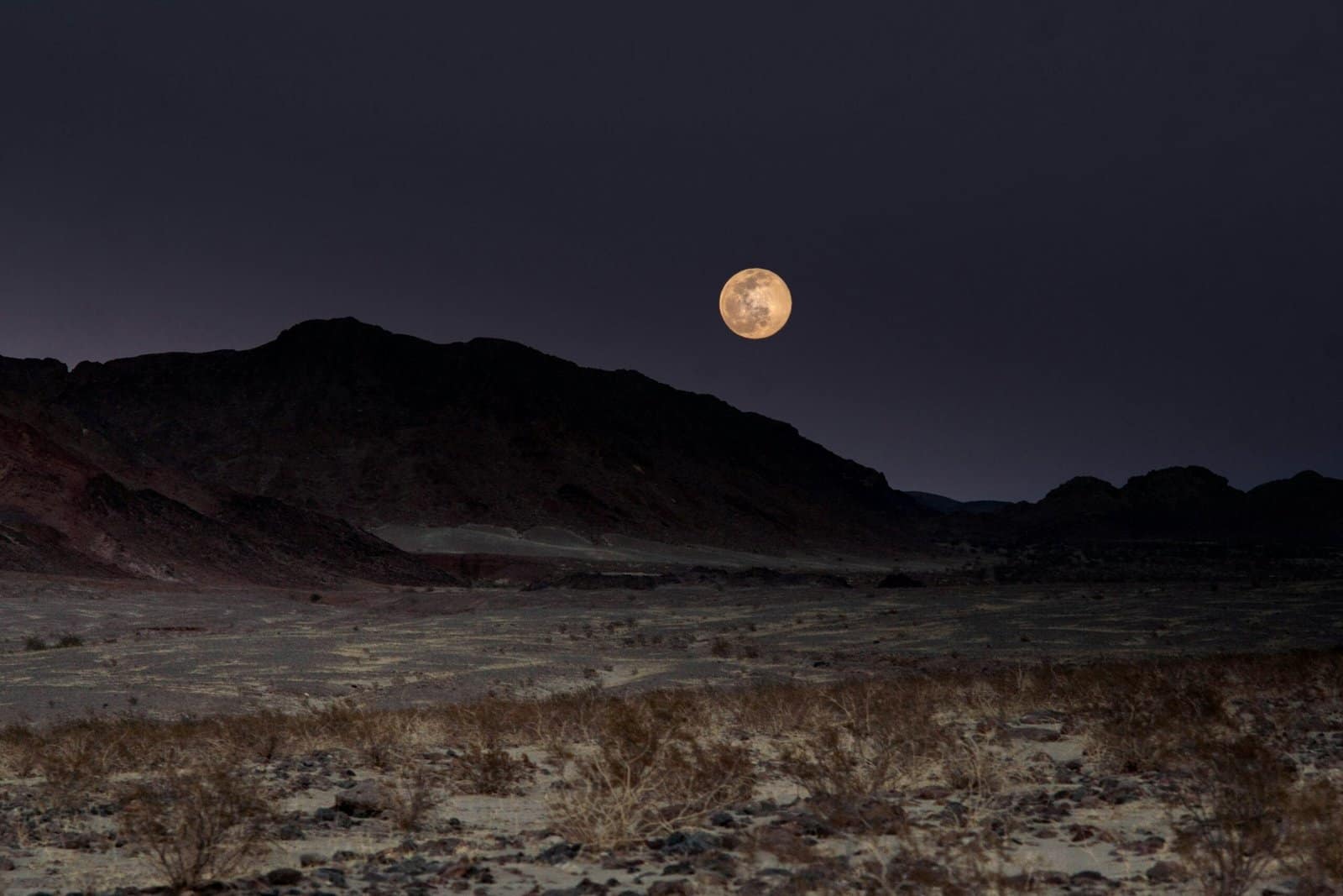 Moon Rising Over a Silent Desert Dune at Night