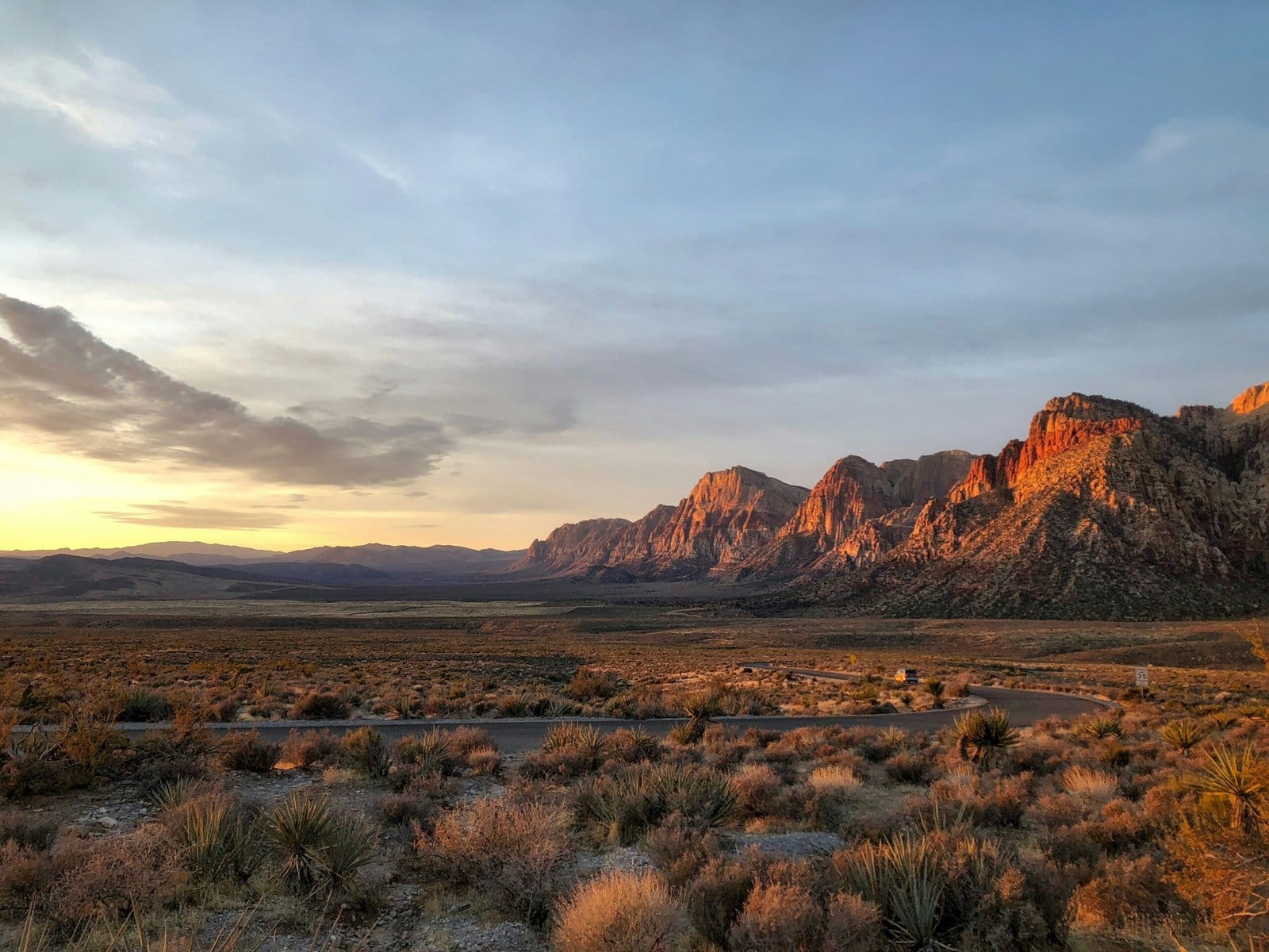 Red Rock Canyon at Sunset with Dramatic Clouds