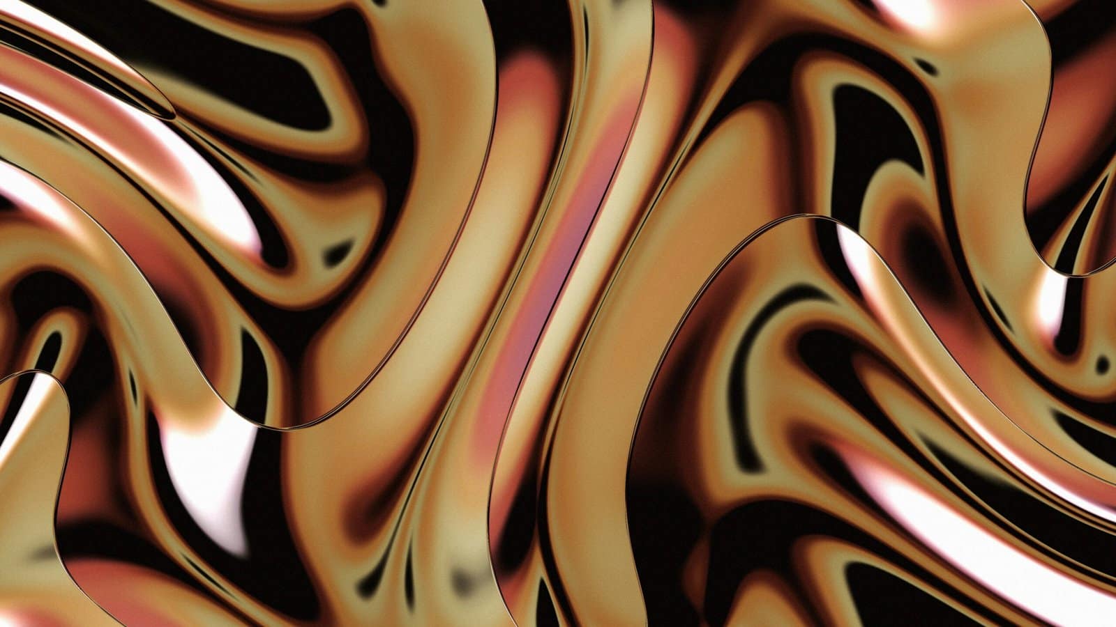 Copper Liquid Waves Flowing on Dark Canvas